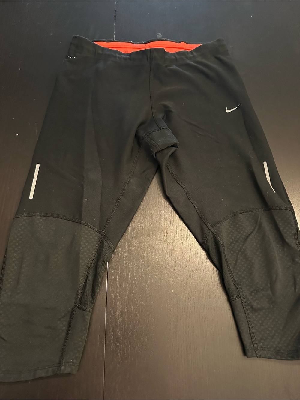 Nike Black Athletic Capri Tights with Coral Waistband